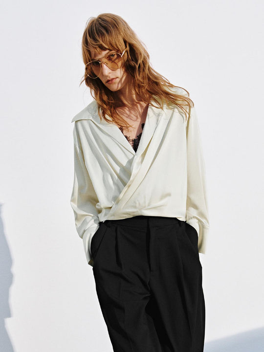 Polo Neck Lace Detail Overhead Shirt