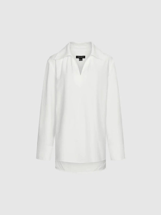 Oversized Collared Shirt With Curved Hem