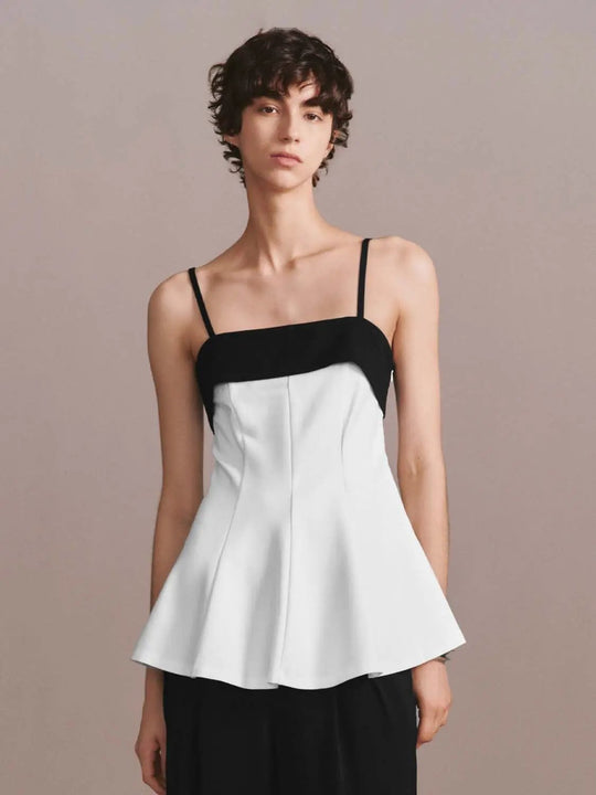 Contrast Strappy Skinny-Fit Shirts