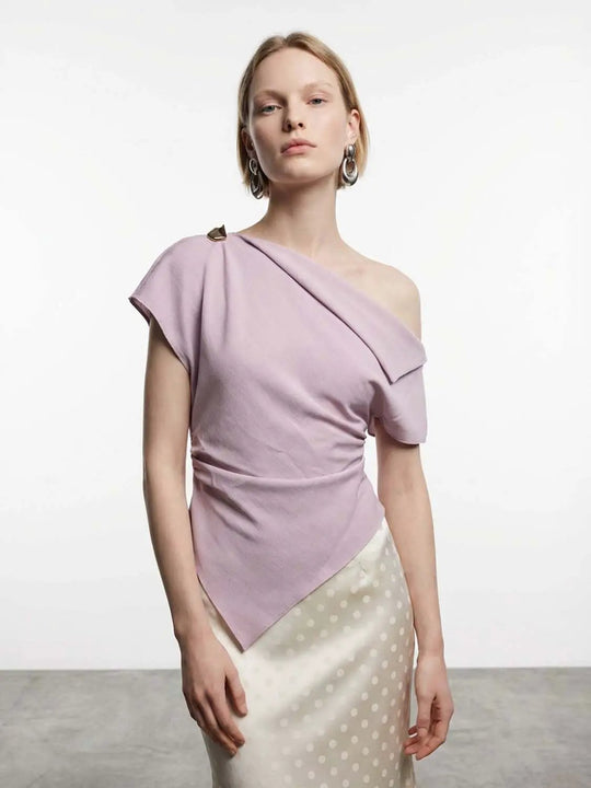 Asymmetric One Shoulder Fitted Overhead Shirt