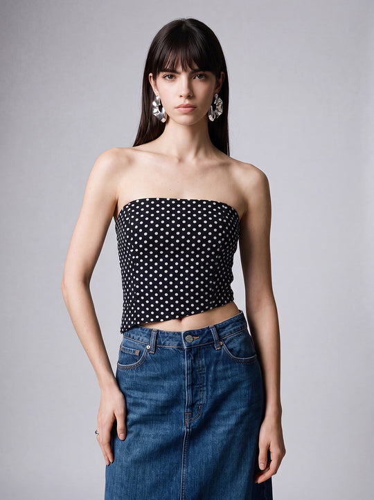 Haut bandeau léger tube à imprimé pois