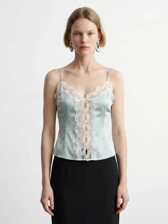 Front Lace Panel Cami Top