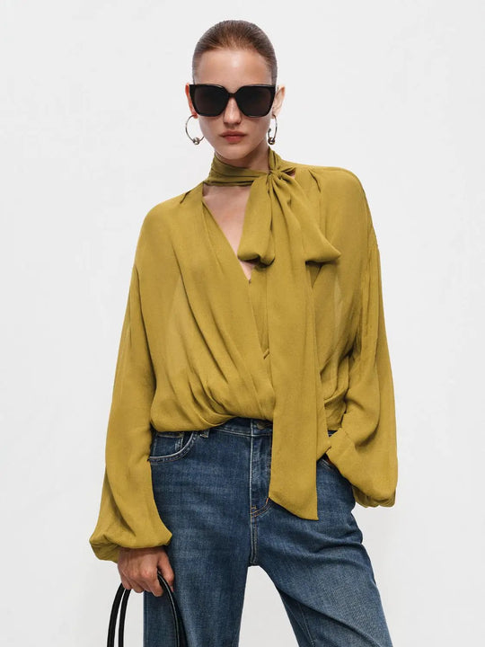 Tie Neck Viscose Blouse
