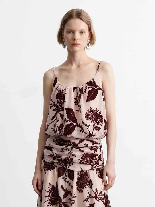 Ärmelloses Camisole-Top mit Rüschen und Blumenmuster