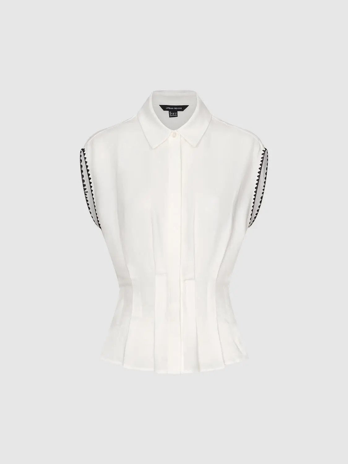 Button-front shirt by Urban Revivo Fashion, white with black sleeve trim.
