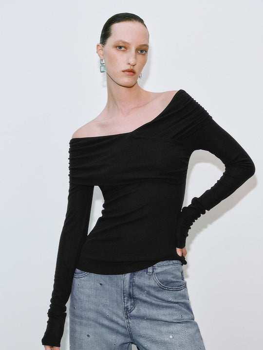 Off Shoulder Long Sleeve T-Shirts