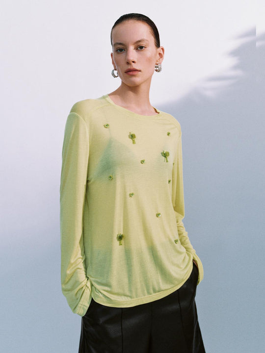 Langärmlige bedruckte dünne T-Shirts