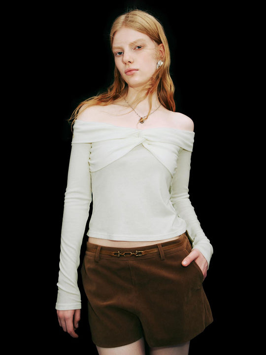 Schulterfreie Langarm-T-Shirts