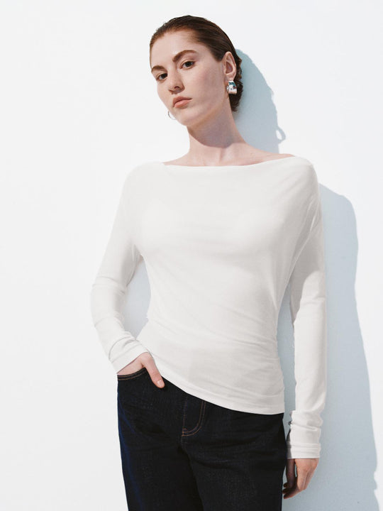 T-shirt a manica lunga arricciata