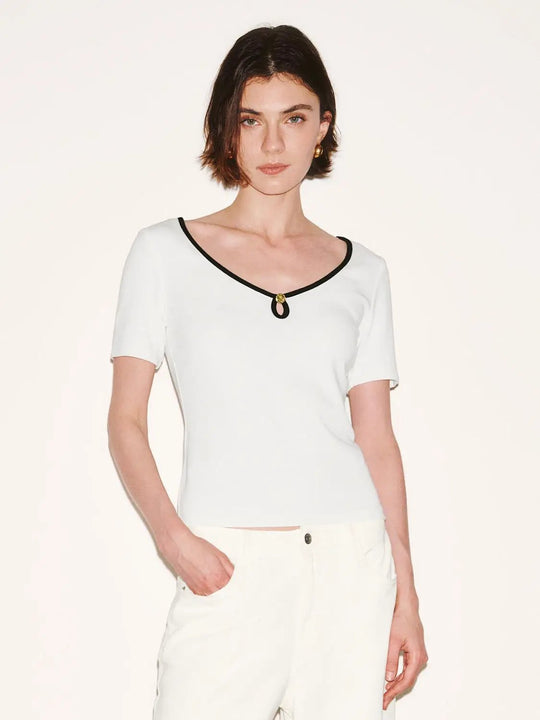 Kontrastbesetzte Skinny-Fit T-Shirts