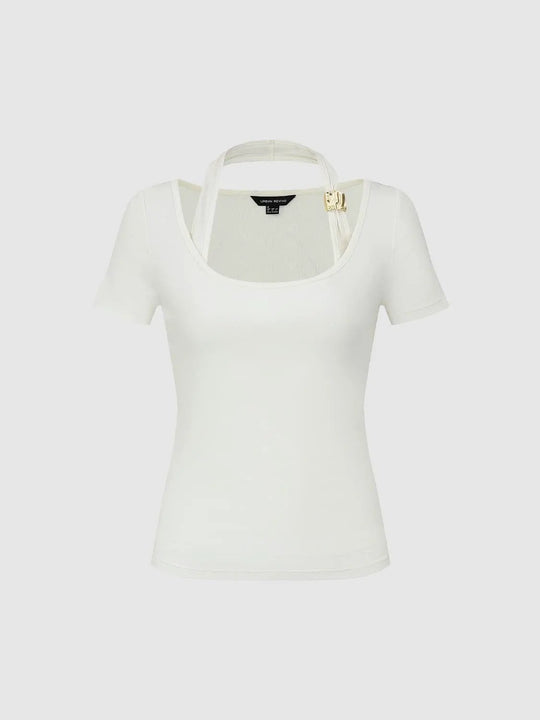 2 In 1 Scoop Halter Neck Skinny Fit T Shirt