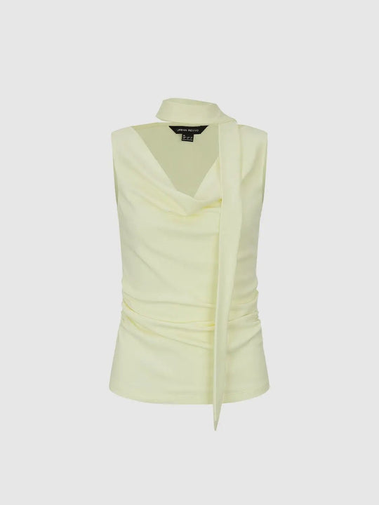 Scarf Detail Cowl Neck Ruched Skinny Fit Tank Tops