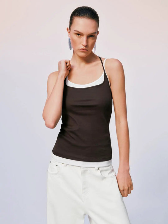 2 In 1 Cotton And Lyocell Stretch Tank Tops