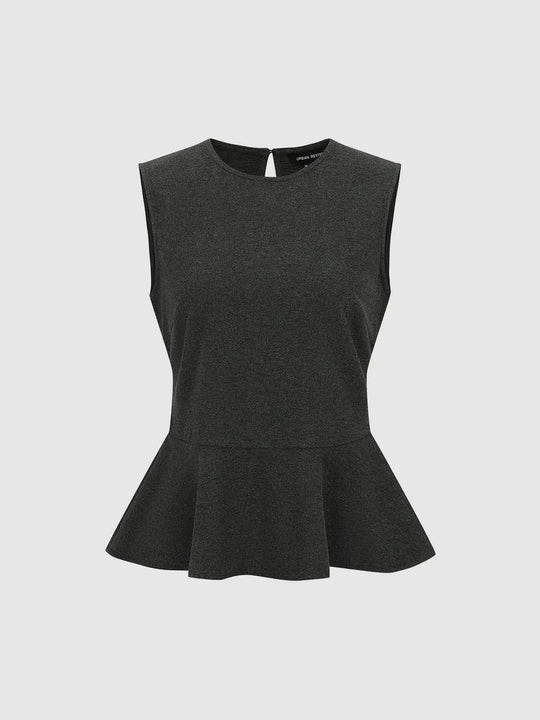 Shimmery Textured Sleeveless Peplum Tank Top