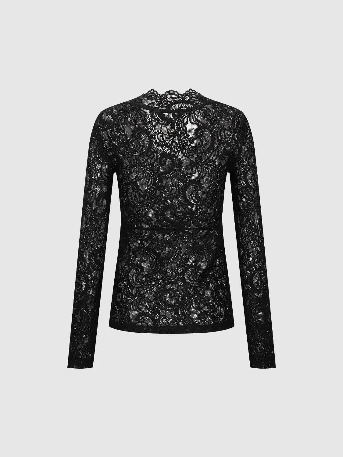 T-Shirt black lace long-sleeve top Urban Revivo Fashion