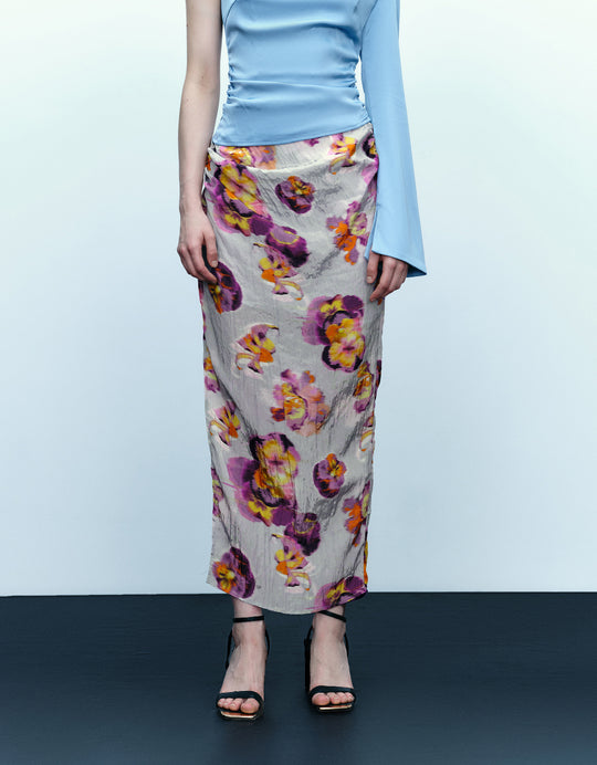 Gerader Rock mit Blumen-Print