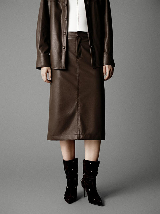 Gonne Midi Dritte in Pelle Vegana