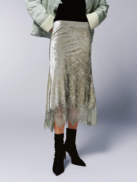 Lace Trim A-Line Midi Skirts