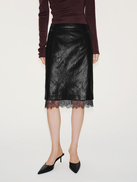 Lace Trim Straight Midi Skirts