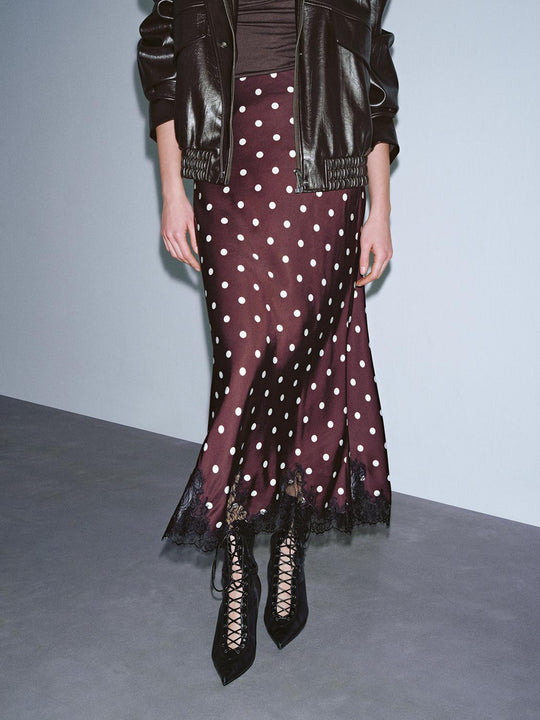 Polka Dotted Fishtail Maxi Skirts