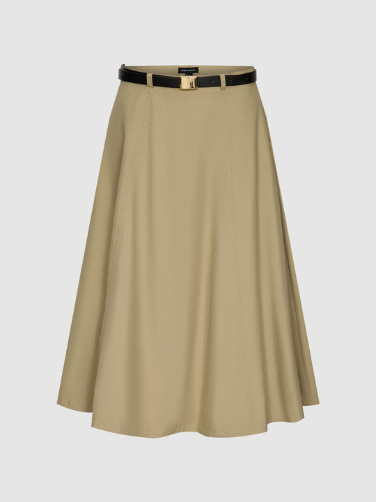 Belted A-Line Midi Skirts