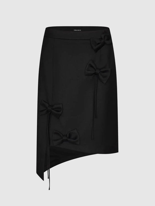 Midi-Rock in H-Linie mit Schleifendetail und asymmetrischem Saum
