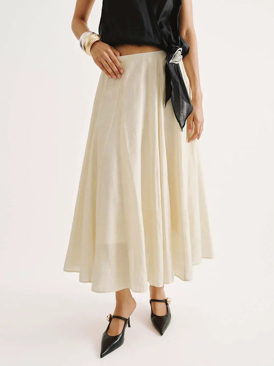 Thin Flowing A-Line Midi Skirt