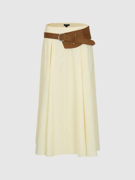 A-Line Belted Midi With Slight Stretch Skirt