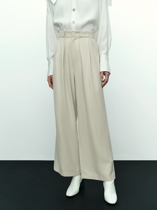 Tailored Straight Pleated Pants