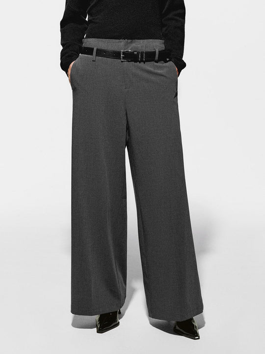 Belted Tailored Wide Leg Pants