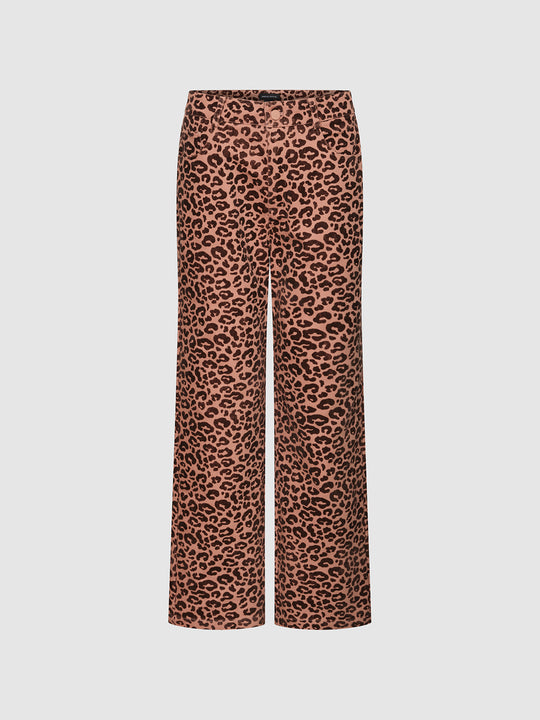 Leopard Print Straight Leg Pants