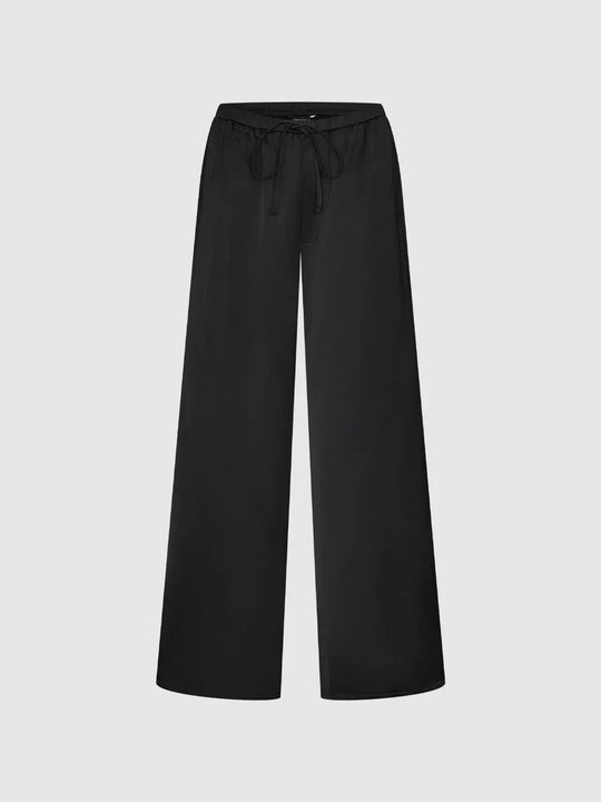 Mid-rise Tie Waist Acetate Wide-leg Pants