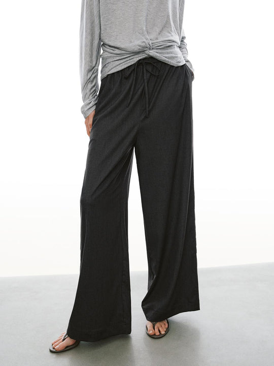 Drawstring Pull On Wide Leg Pants