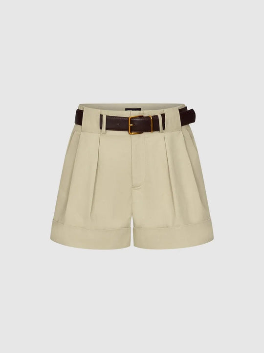 Cotton Belted With Medium-Thickness Stretch Shorts