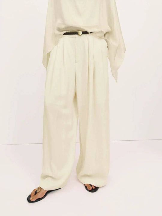Decorative Belt Thin Fabric With Slight Stretch And Lined Construction Details Pants