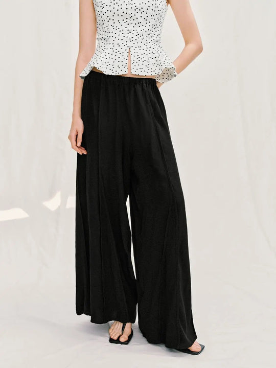 Wide-leg Elastic Waist Flowing Pants