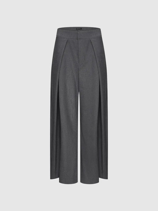 Pleated Tailored Mid-rise Wide-leg Pants