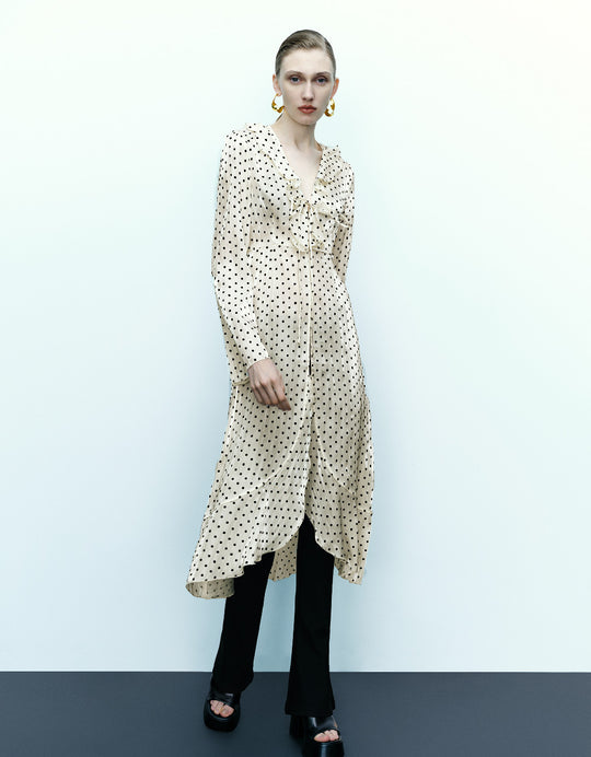 Skaterkleid mit V-Ausschnitt und Polka Dots