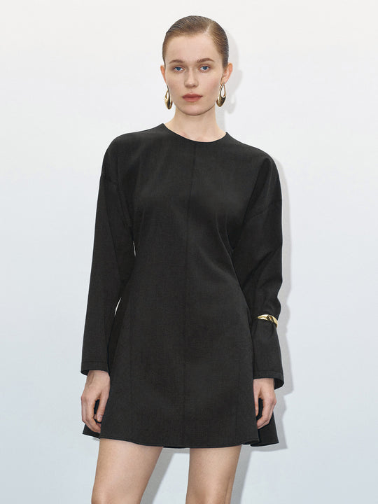 Robe patineuse ample à col ras du cou