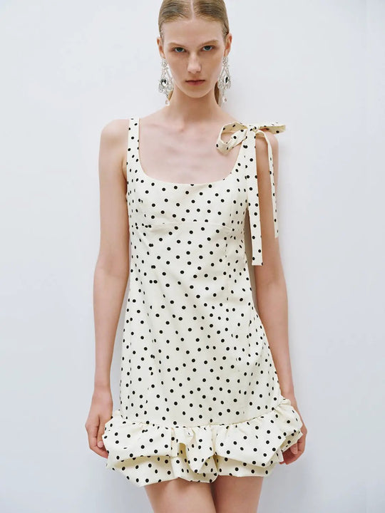 Polka-Dot Mini-Kleider mit Rüschensaum