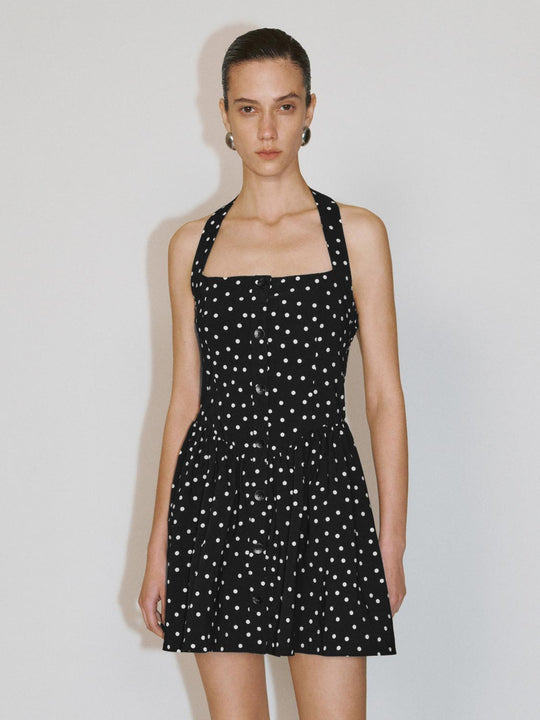 Robes mini à pois avec col licou