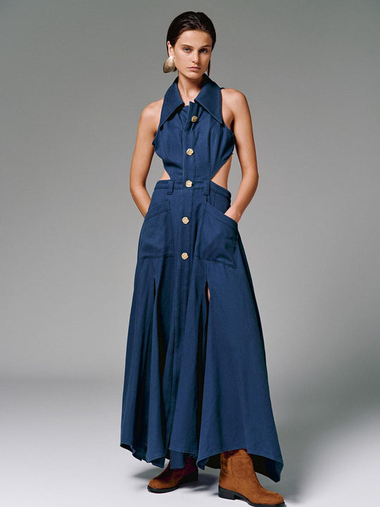 Cut Out Sleeveless Maxi Dresses