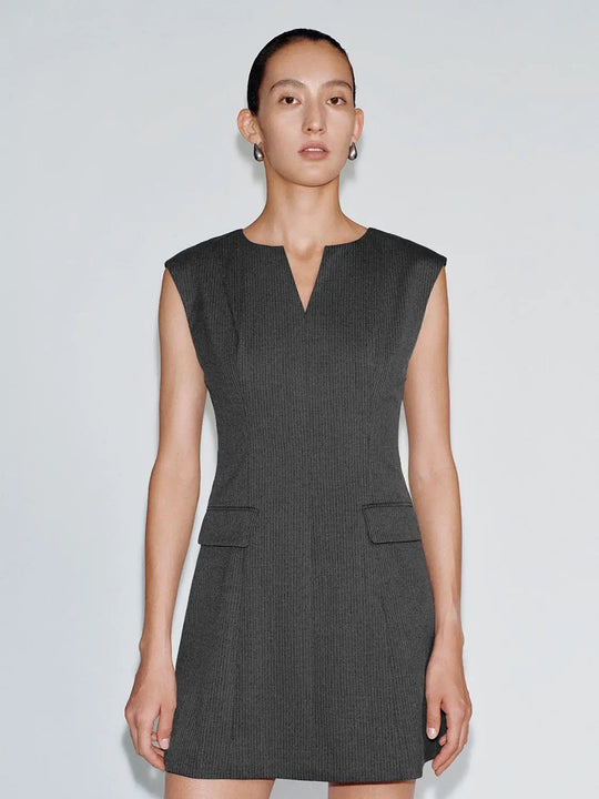 V-Neck Sleeveless Striped A-Line Viscose Blend Dresses