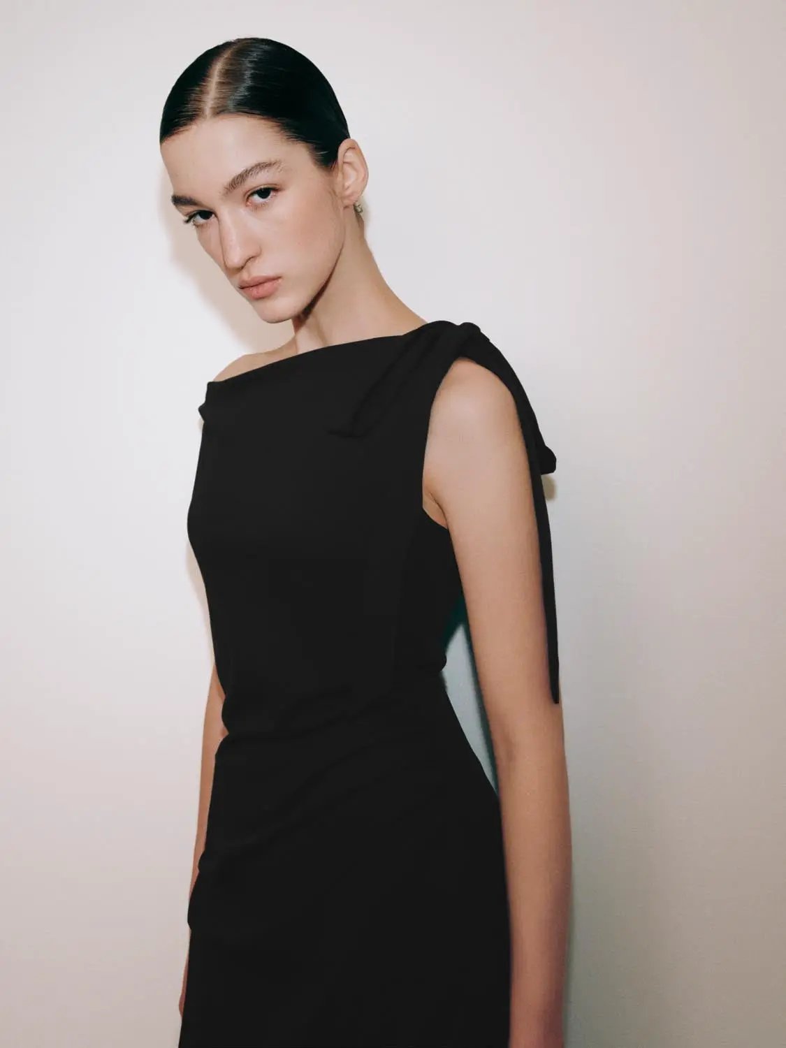 Sleeveless Ruched Tie Detail Straight Midi Dresses by Urban Revivo Fashion