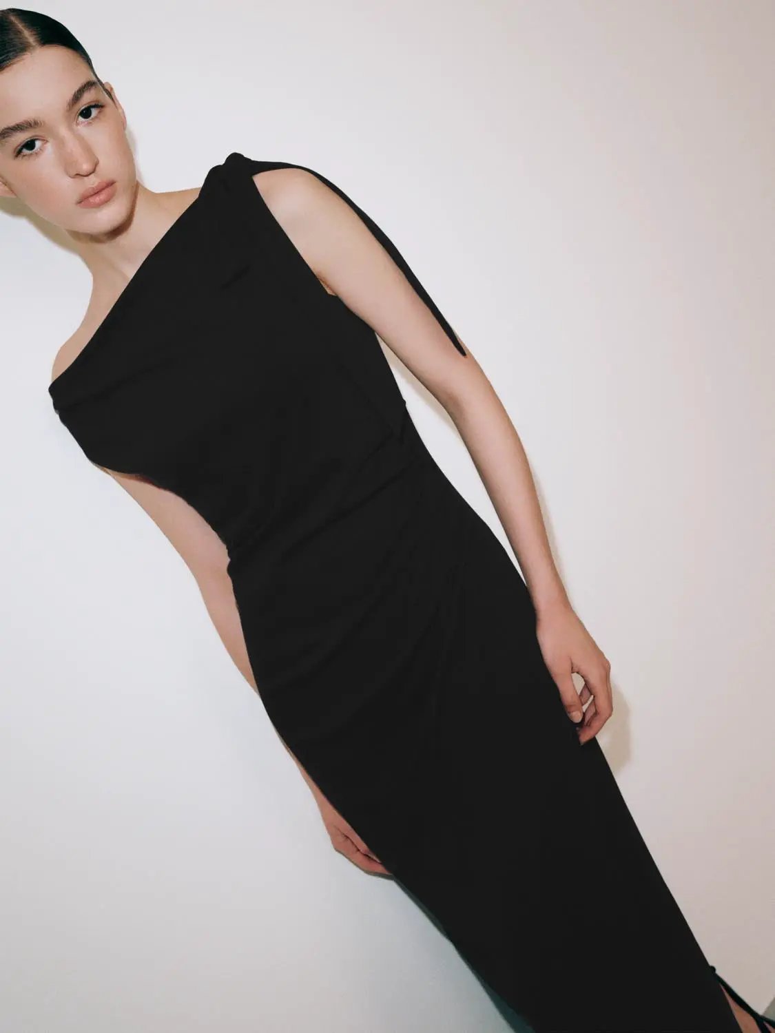 Sleeveless Ruched Tie Detail Straight Midi Dresses by Urban Revivo Fashion