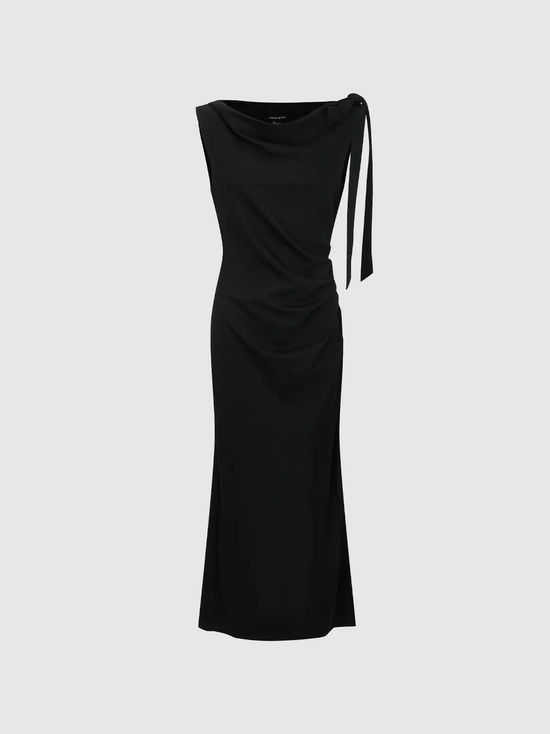 Sleeveless Ruched Tie Detail Straight Midi Dresses by Urban Revivo Fashion