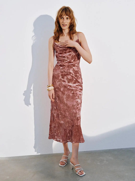 Strappy Cowl Neck Skinny-Fit Midi Dresses