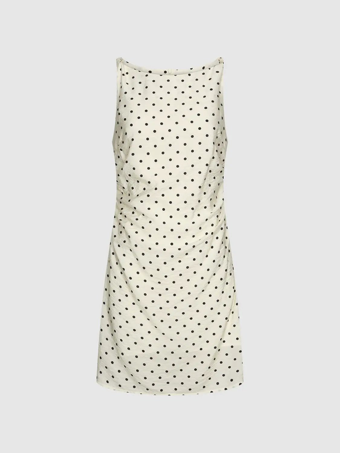 Polka Dot Nipped-Waist Sleeveless Skater Midi Dresses by Urban Revivo Fashion
