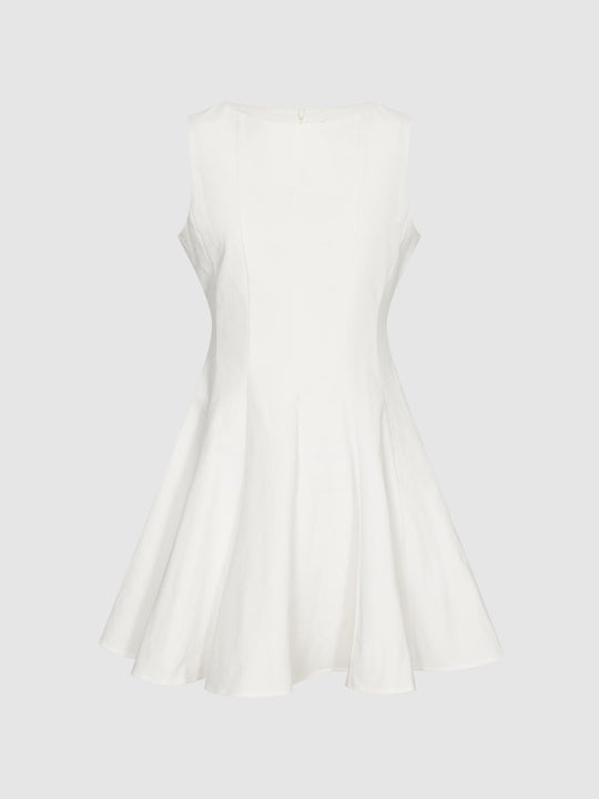 Crew Neck Sleeveless A-Line Midi Dresses