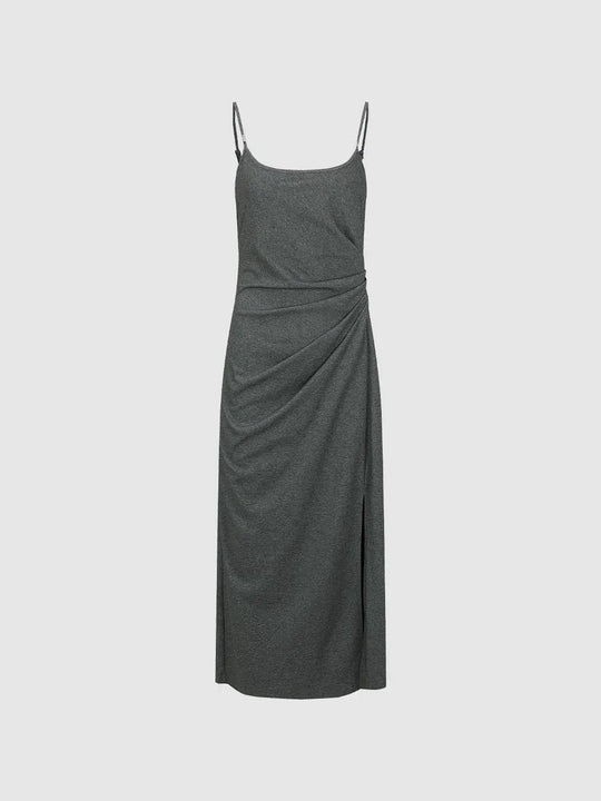 Strappy Draped Straight Midi Dresses For Modern Evening Wear